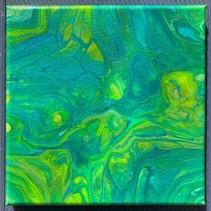 Dreamscape 8"x8" Painting by Color Fluent Art (Green/Blue)